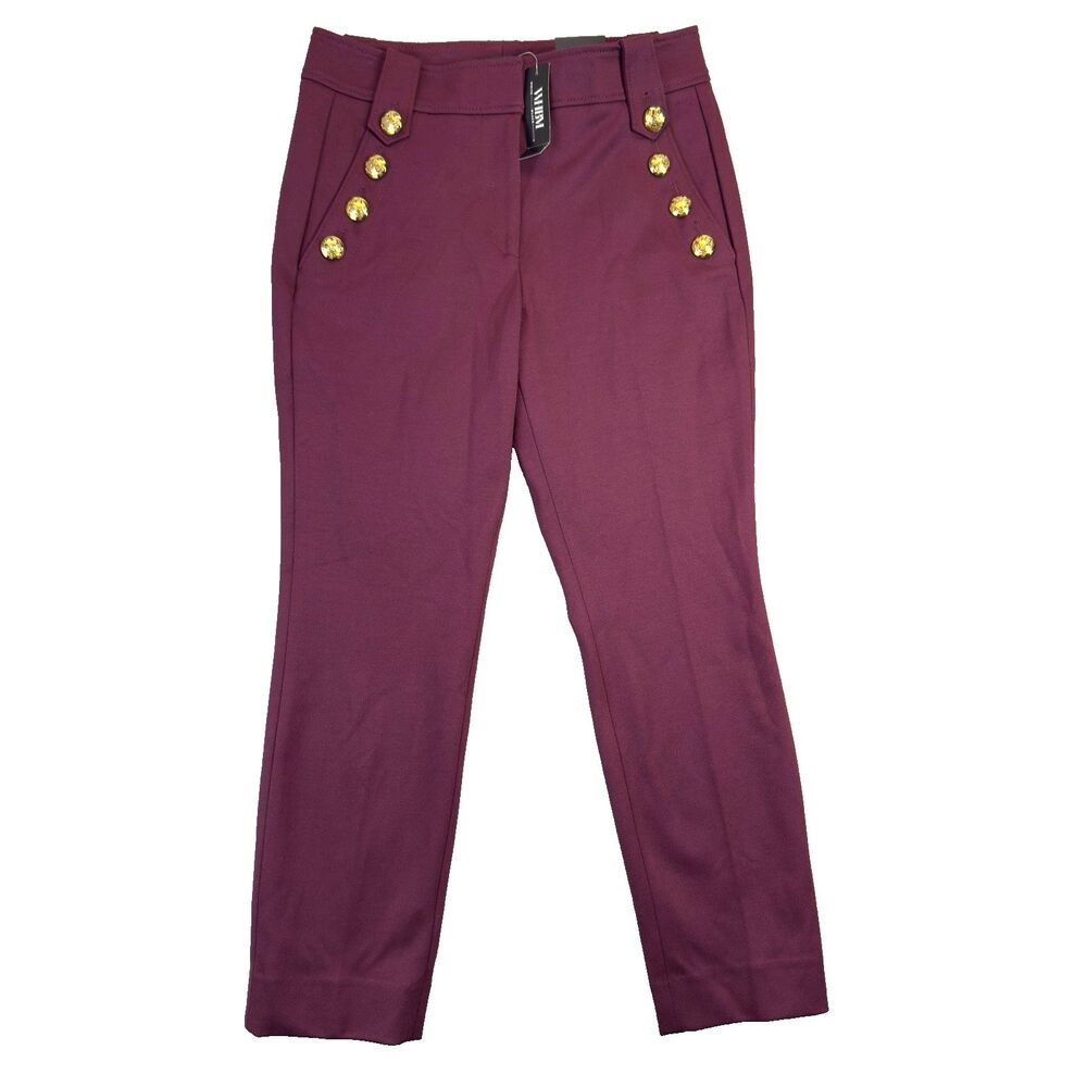 White House Black Market Pants Womens 8 Jolie Button Straight Luxe Stretch NWT